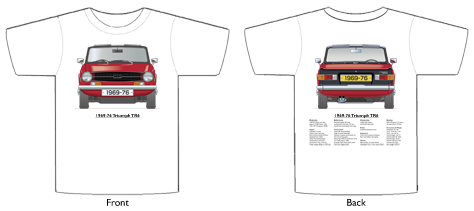 Triumph TR6 1969-76 (wire wheels) T-shirt Front & Back